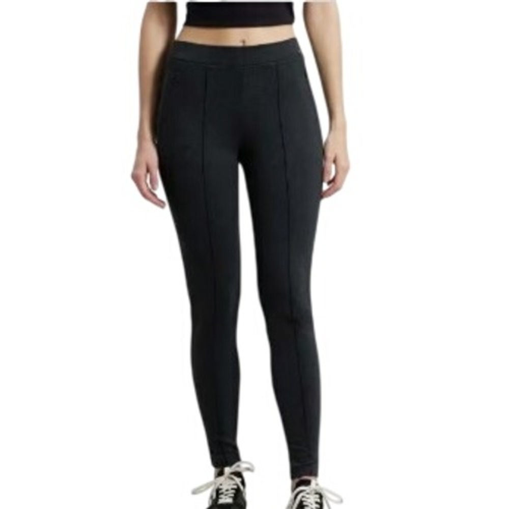 Seven7 Women's XL Pin Tuck Front Seam Leggings Dark Gray Rayon Nylon Spandex